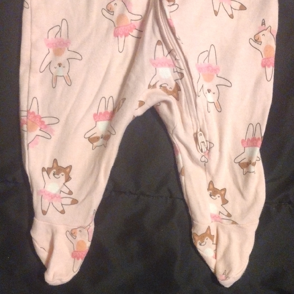 Old Navy Pink Animal Print Kids Footie​ - Picture 4 of 5
